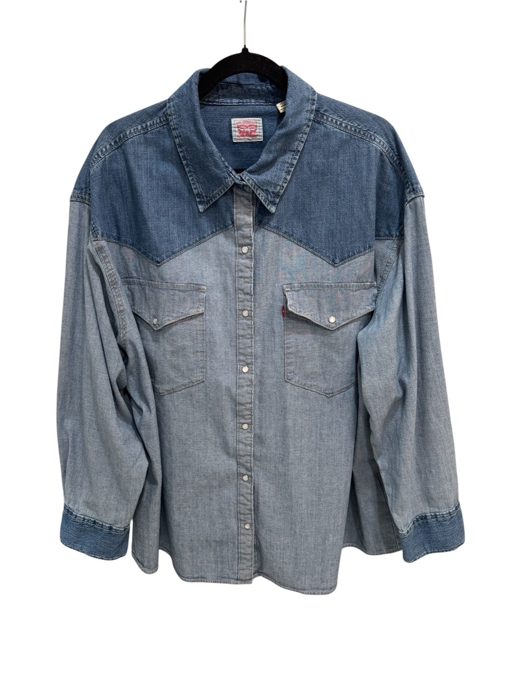 Levi's Women's 3X Western Denim Shirt Effortless Essential Two Tone Blue